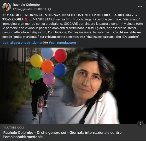 Speciale 17 Maggio Giornata Internazionale Contro Omotransfobia Ass. Con-Te-Stare Sportello Attivo Transgender Centro ONIG Padova